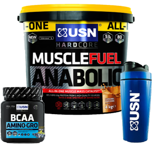 USN Muscle Fuel Anabolic 4kg + USN BCAA Amino-Gro 300g + USN Stainless Steel Shaker